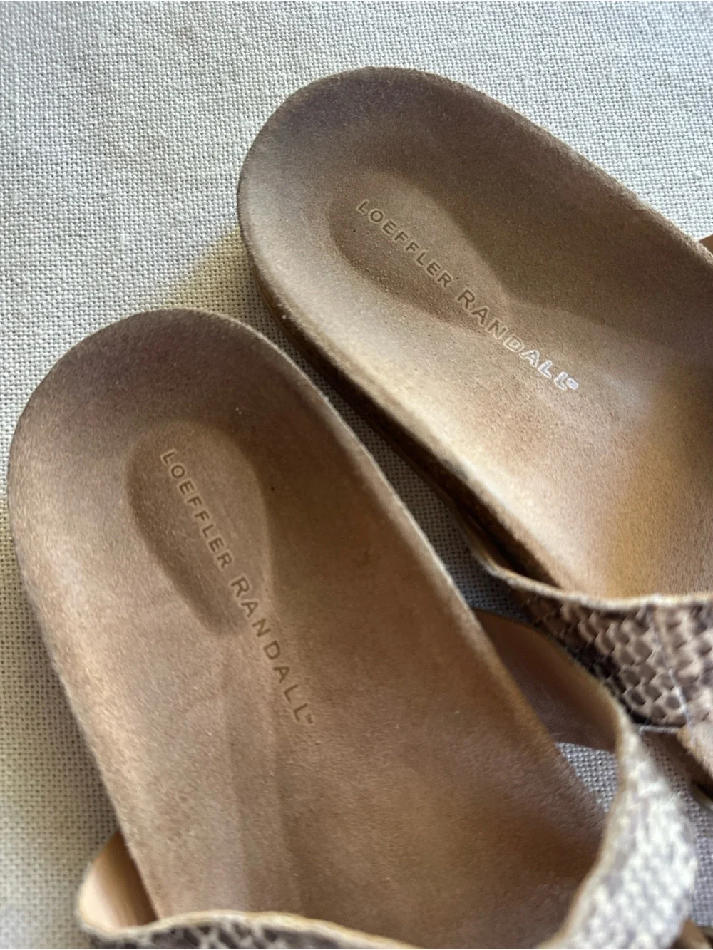 Loeffler Randall Paz Two-Strap Snakeskin & Metallic Slide Sandals | 8